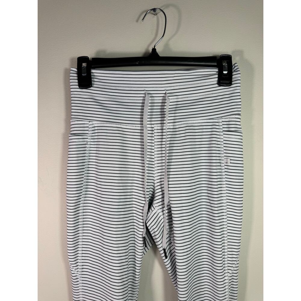 High Waisted Drawstring Striped Yoga Leggings with Pockets Zebra Ripple Size M - Picture 5 of 8